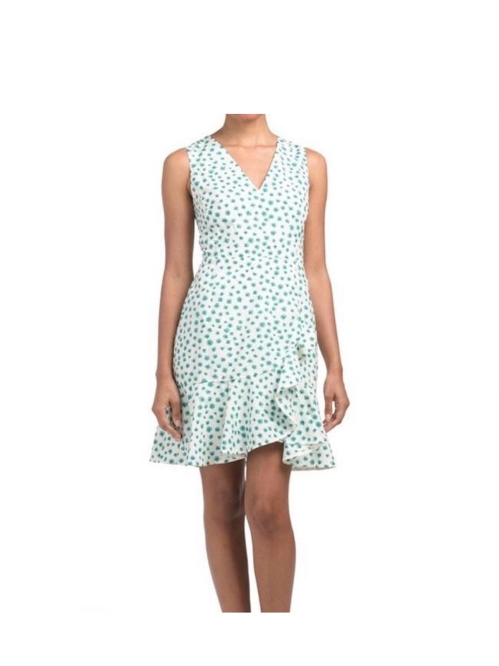 Rebecca Taylor White Mini Dress with Green Floral Print